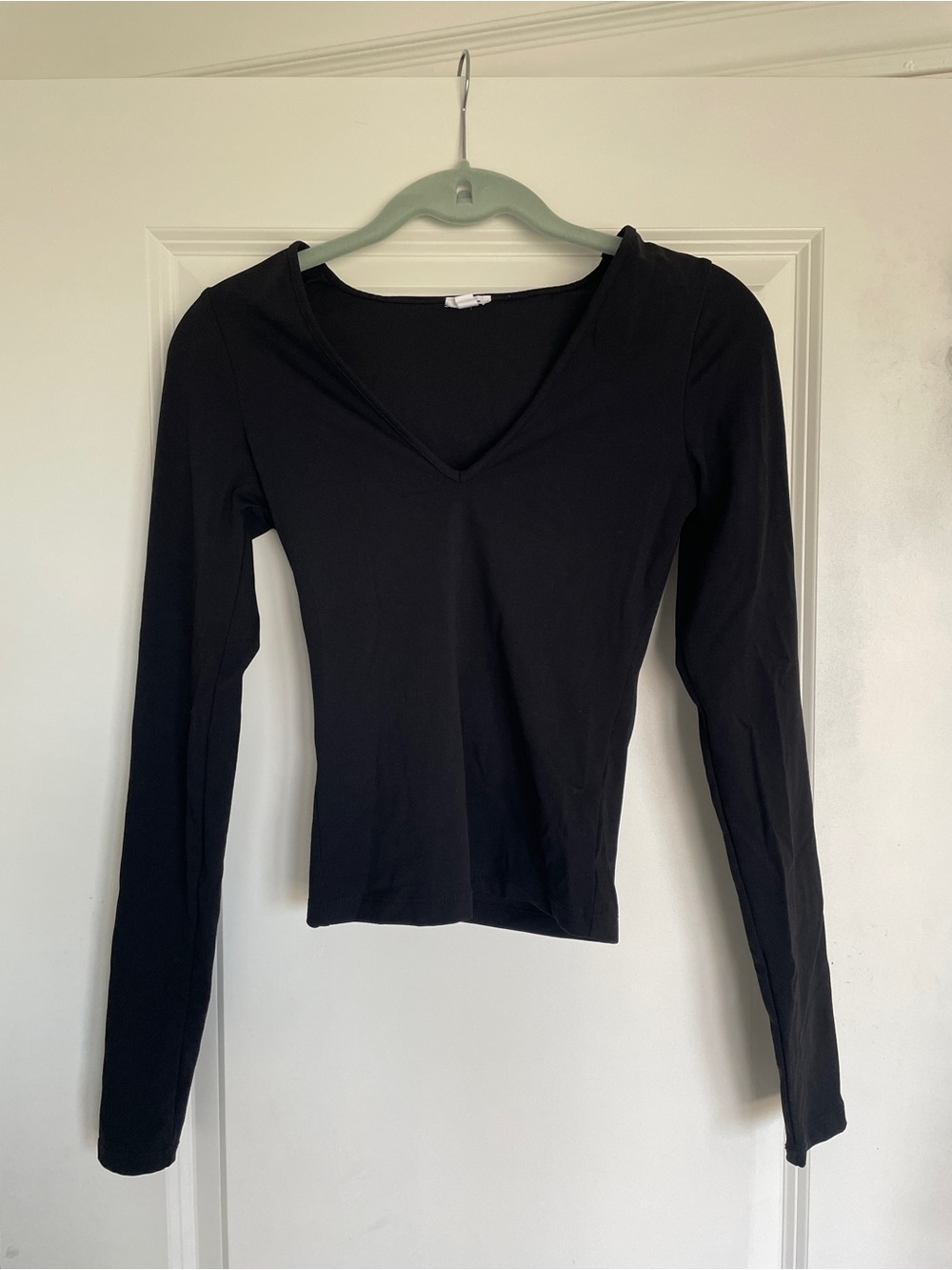 Garage Black Long Sleeve V-Neck Top